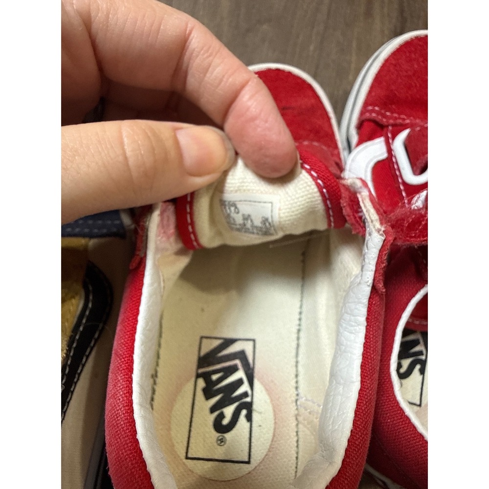 Vans Old Skool V Sneakers Kids 11.0 Red Multi Color Suede Hook Loop Bundle - Picture 6 of 9